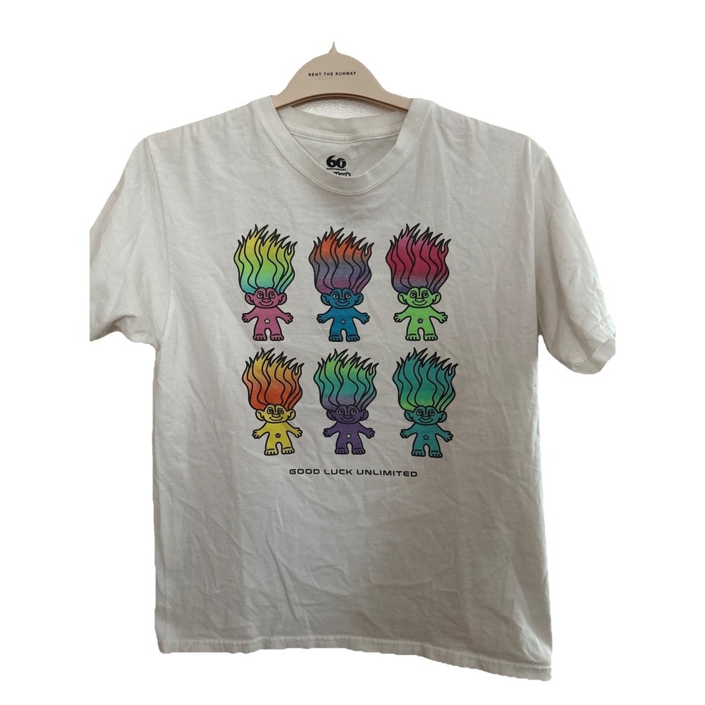 Good Luck‎ Trolls 60th Anniversary White T Shirt Size Medium Classic Merch Craft